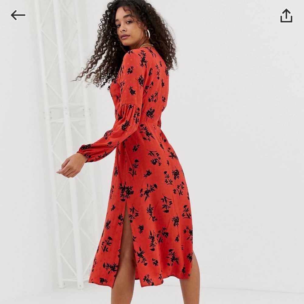ASOS red and black midi dress